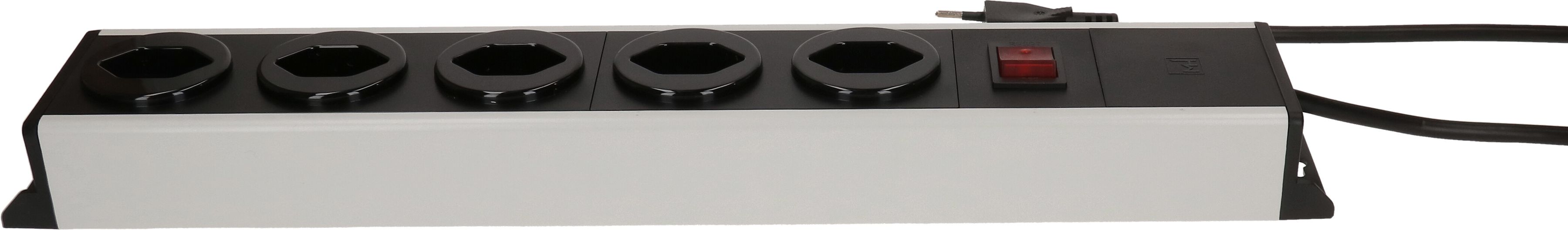 Steckdosenleiste Power Line 5x Typ 13 grau/schwarz Schalter 3.0m