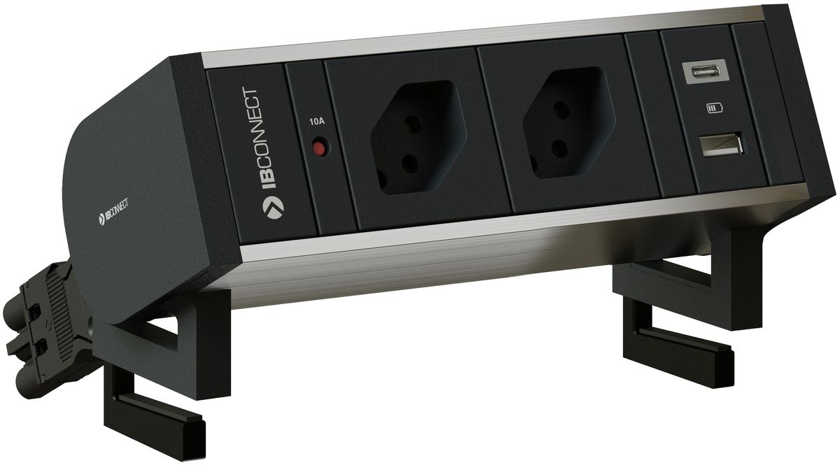 SUPRA Steckdoseneinheit eloxiert 2x Typ 13 1x USB-A/C