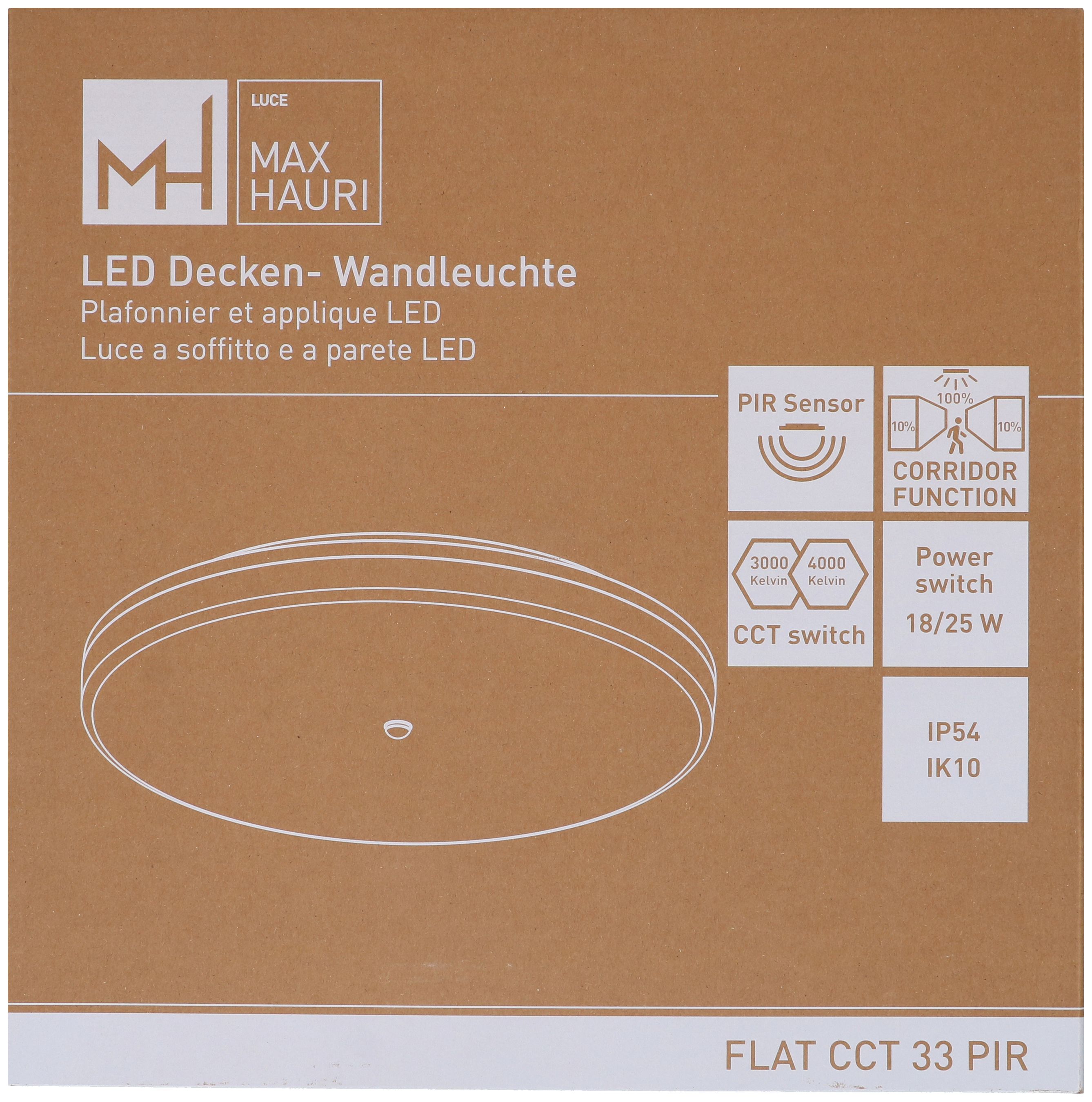 plafonnier FLAT CCT 33 PIR 18/25W 1980/2750lm