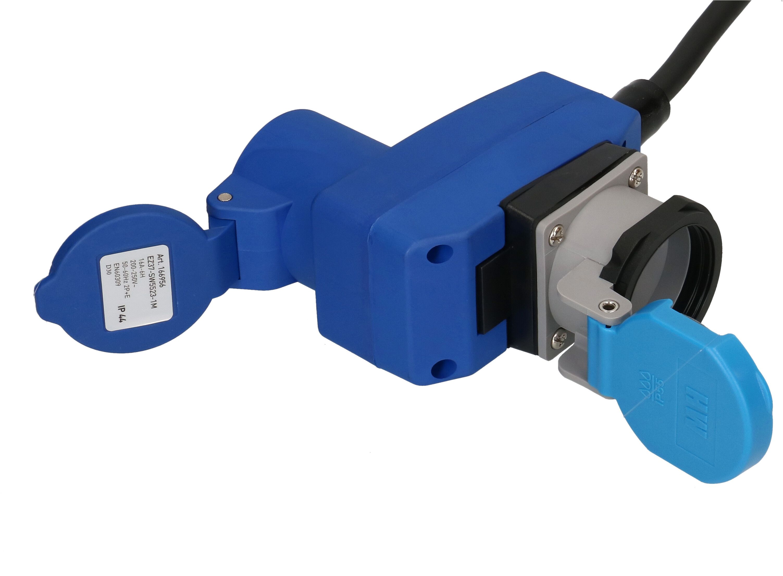 CEE-Verlänger. H07RN-F3G1.5 1.5m sw CEE16-3/CEE16-3 +Typ 23 IP55