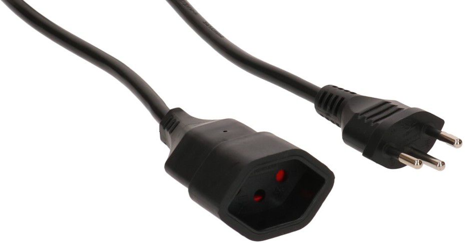 TD-Verlängerung H05VV-F3G1.0 2m schwarz BS Typ 12 / Typ 13