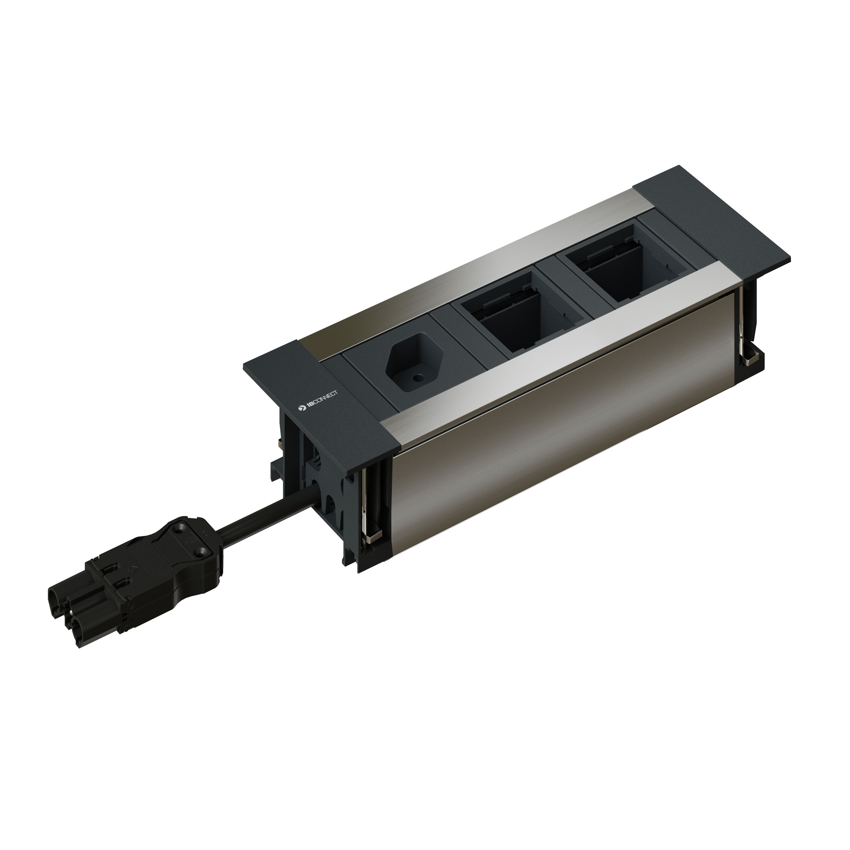 INTRO2.0 bloc multiprise anodisé 1x type 13 2x module vide