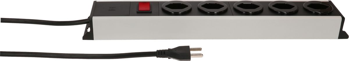 Steckdosenleiste Power Line 5x Typ 23 grau/schwarz Schalter 5.0m
