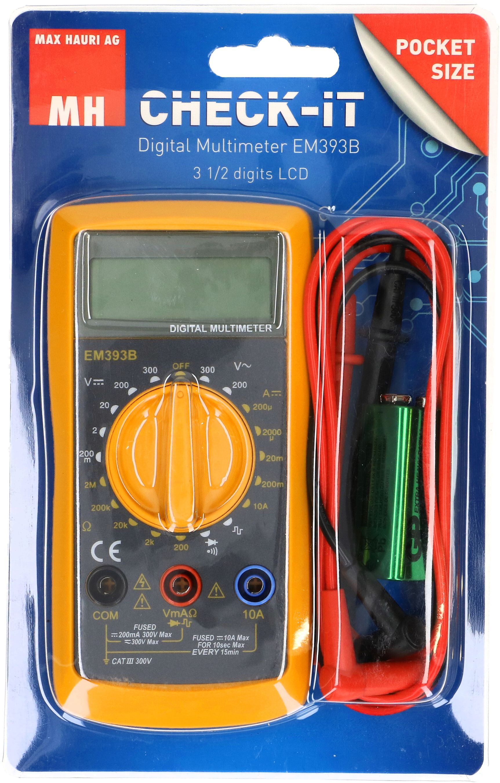 Messgerät EM393B LCD digital gelb