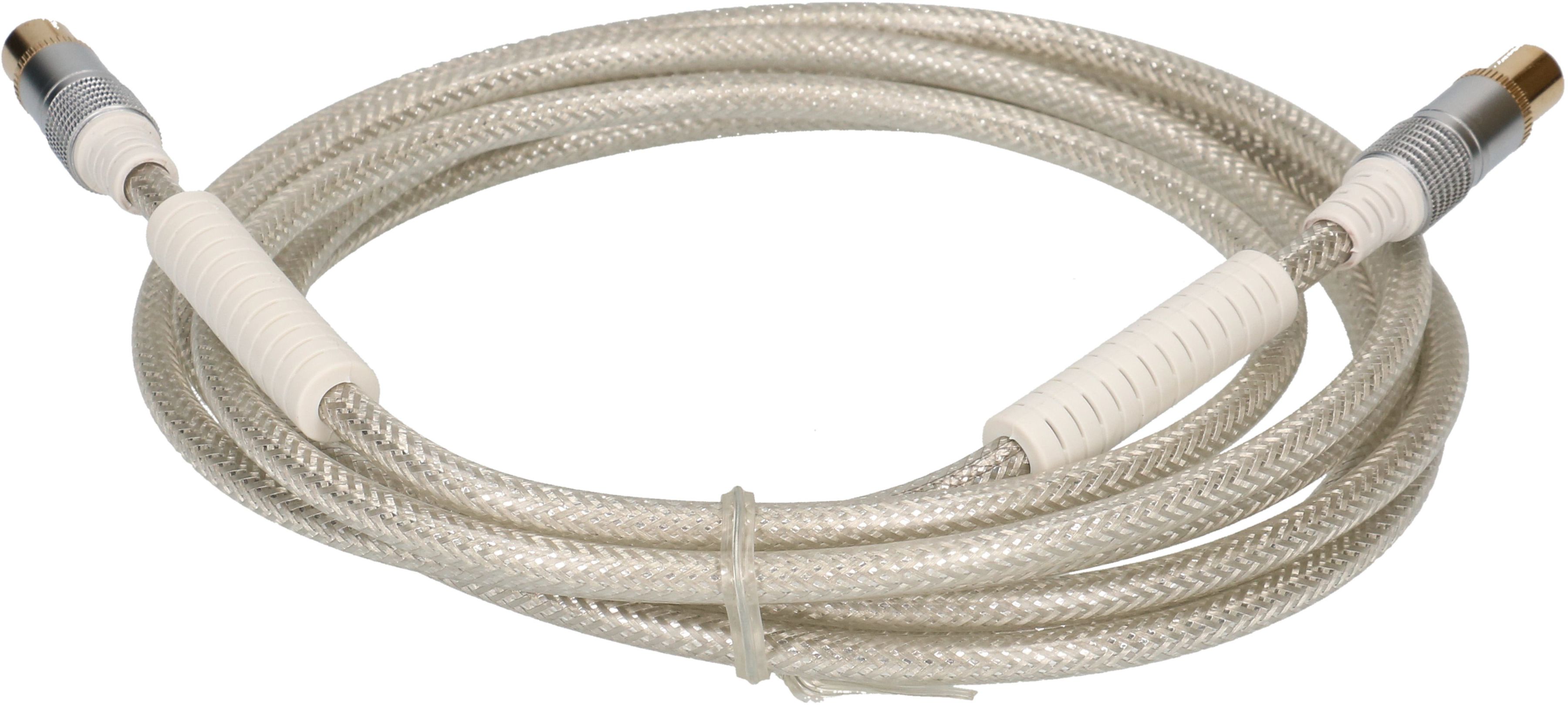 Antennen-Anschlusskabel 110dB 3m transparent Ferritkern