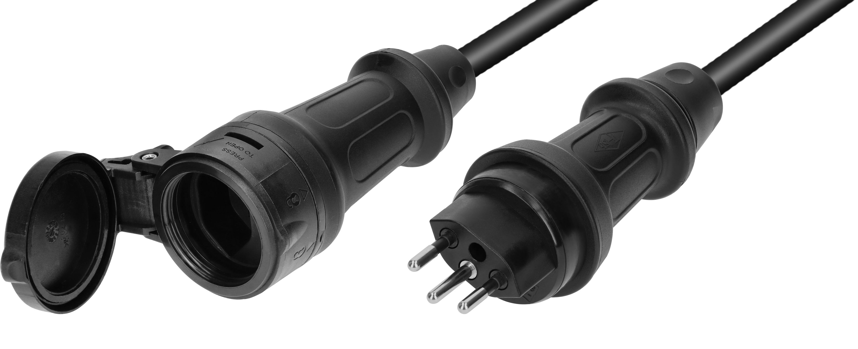 IP55-GDV-Verlängerung H07RN-F3G1.5 5m schwarz Typ 13 / Typ 13