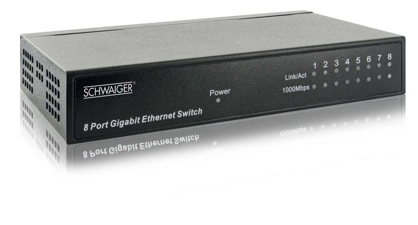 switch réseau 8 fois 2000 Mbit/s noir