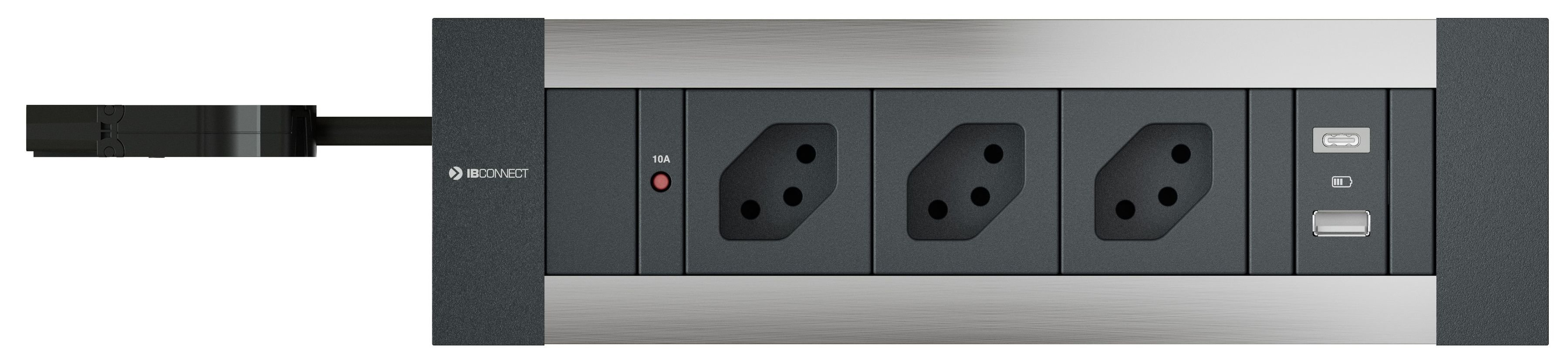 INTRO2.0 Steckdoseneinheit eloxiert 3x Typ 13 1x USB-A/C