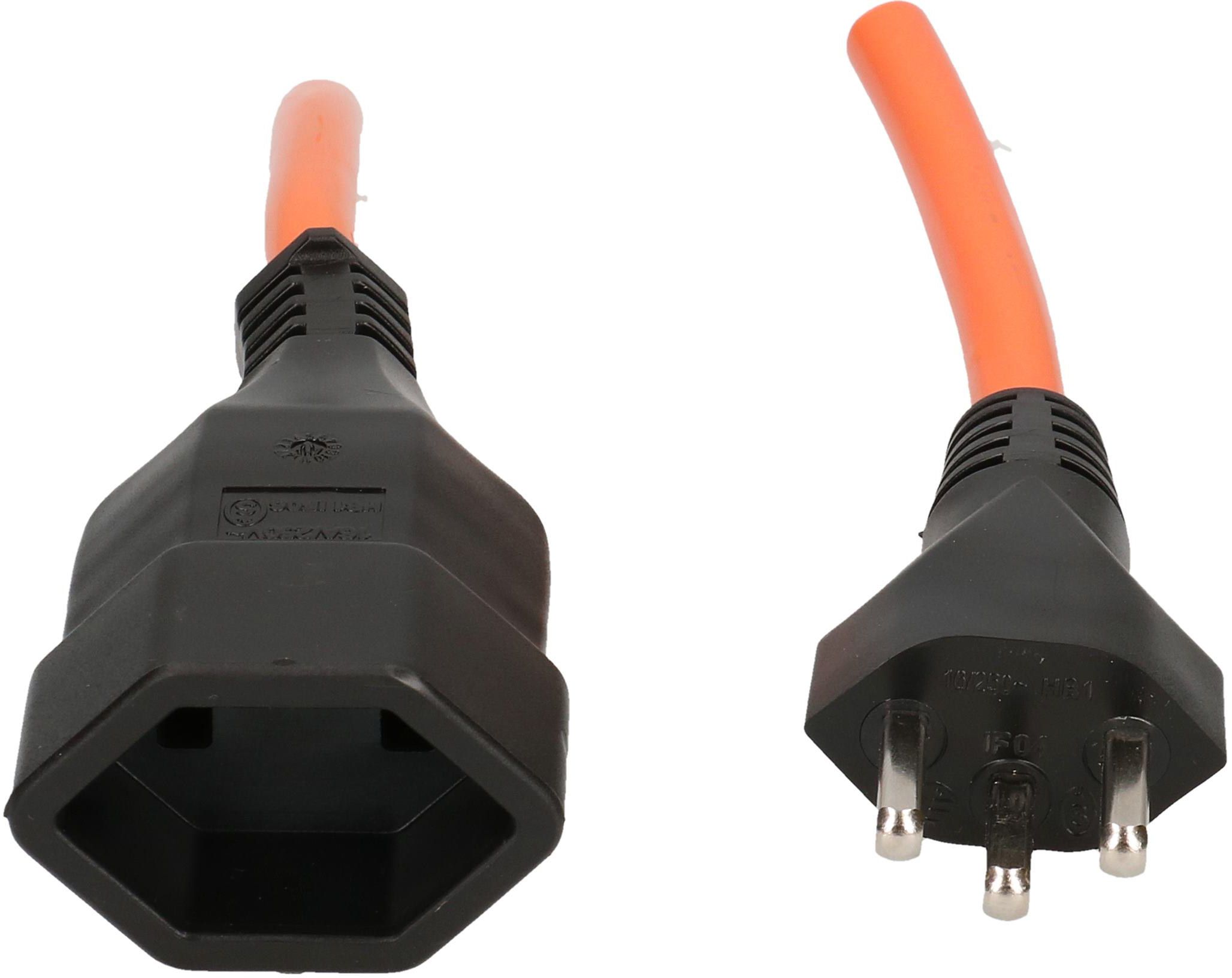 Extension cable cordset H07BQ-F3G1,5mm2 orange