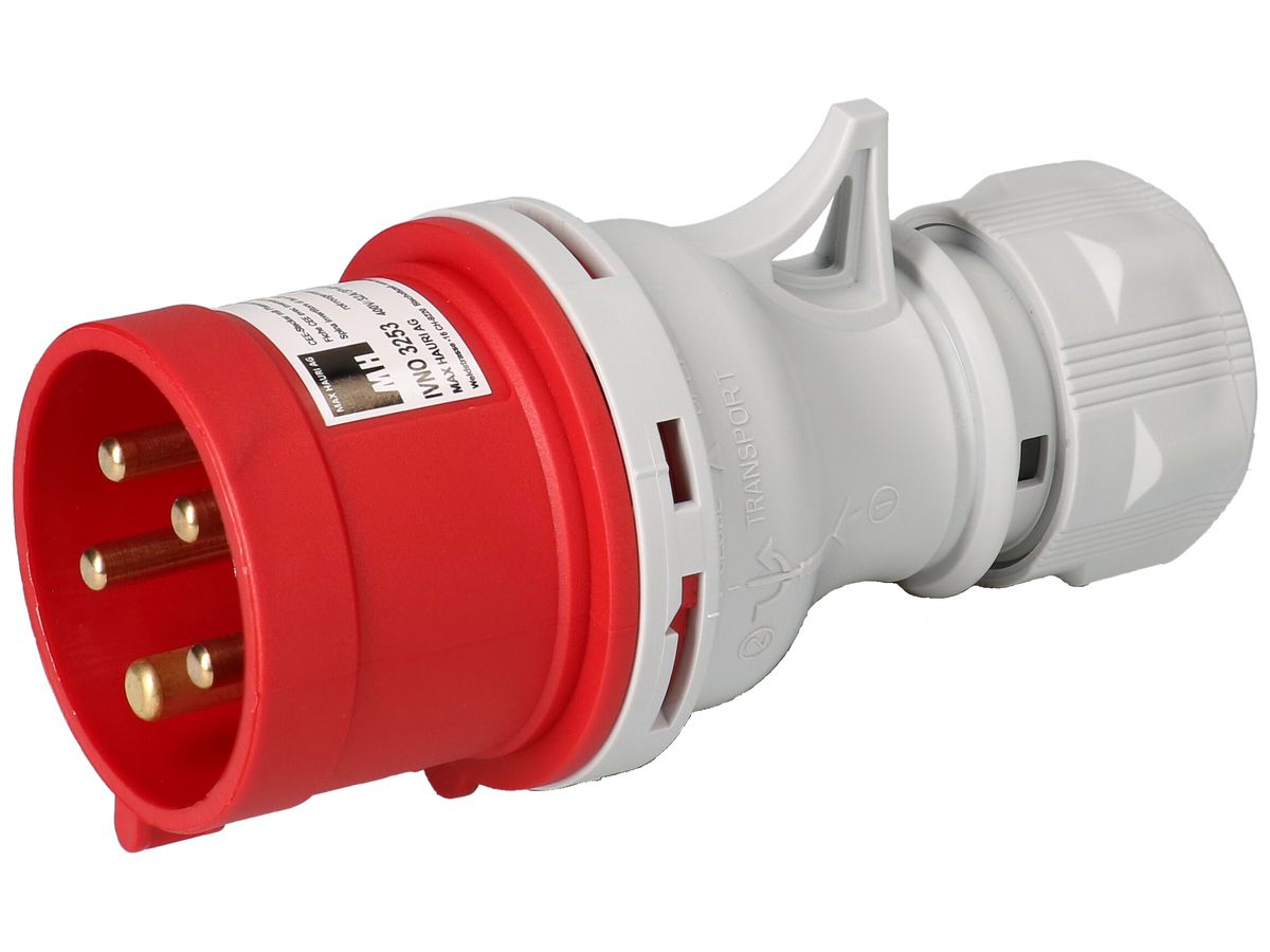 Industrial plug with phase inverter 3P+N+E 400V/32A red IP44