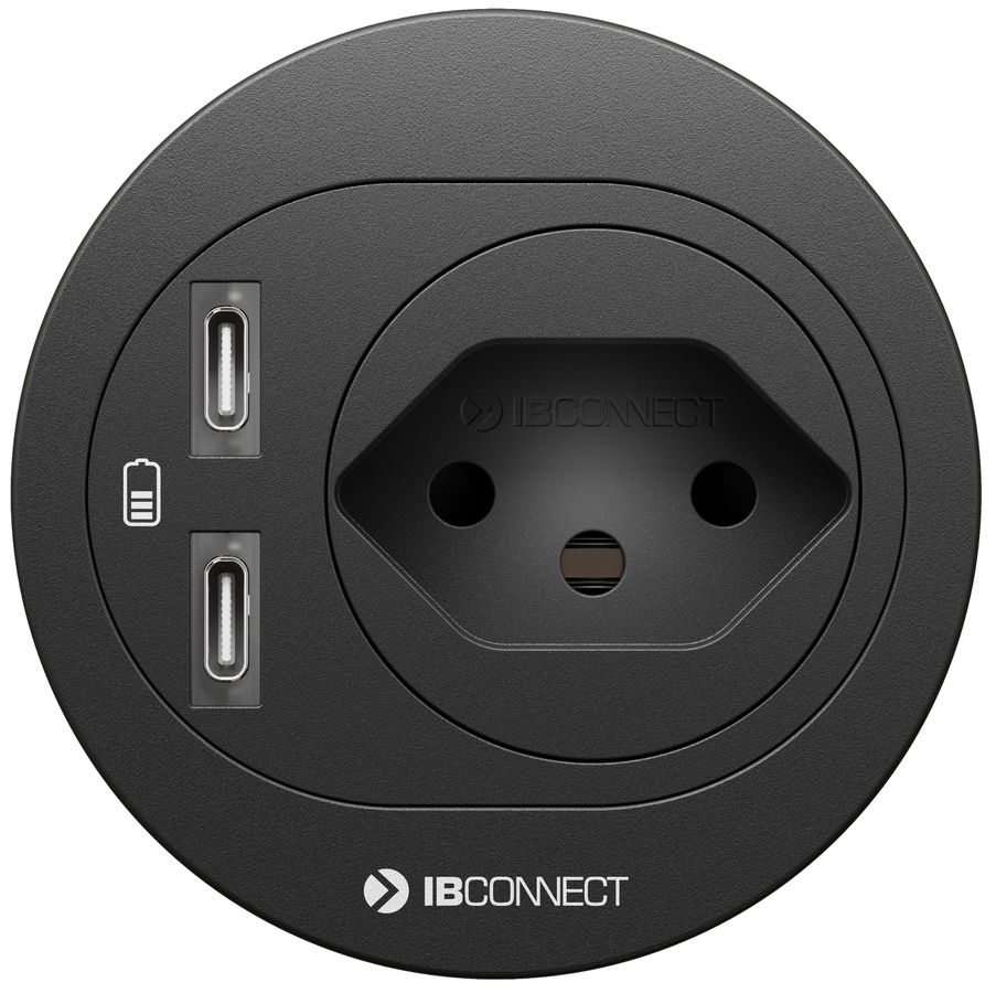 ATOM Steckdoseneinheit schwarz 1x Typ 13 2x USB-C