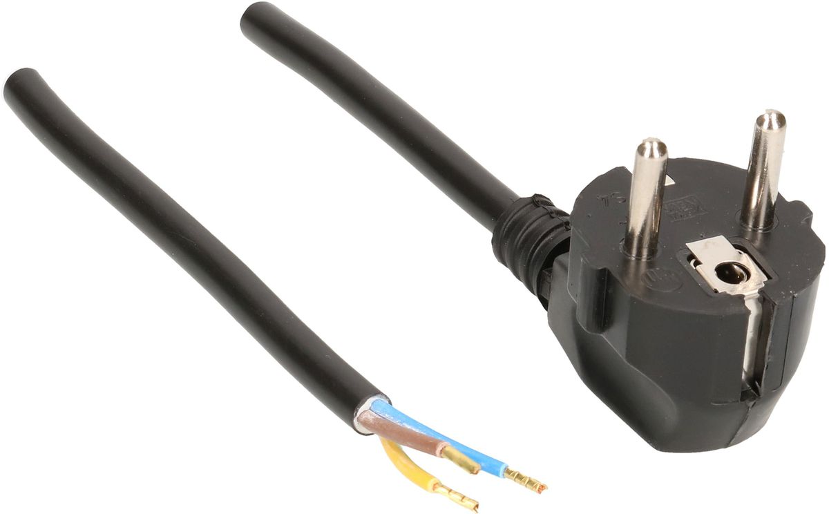 TD câble secteur H05VV-F3G1.0 3m noir Schuko