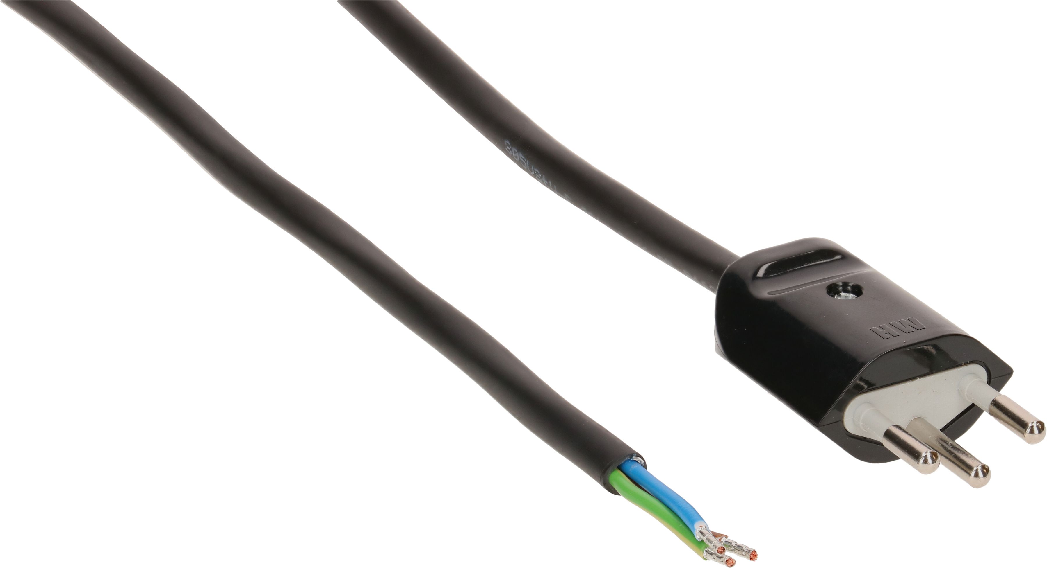 câble secteur 3G1.0 5m noir blindé avec fiche type 12