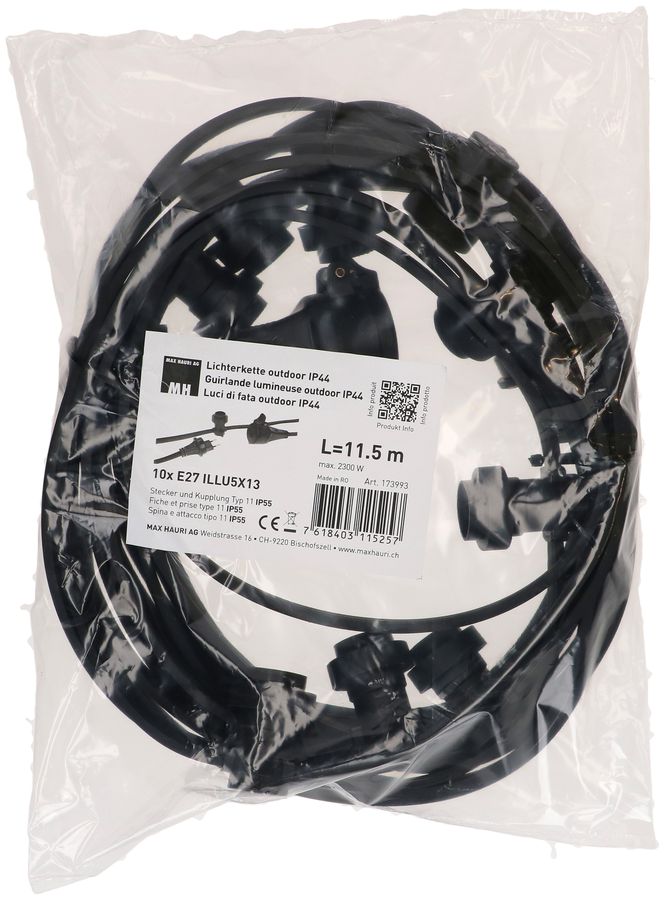 fata luci outdoor 10x E27 ILLU5X13 L=11.5m tipo 11 IP55