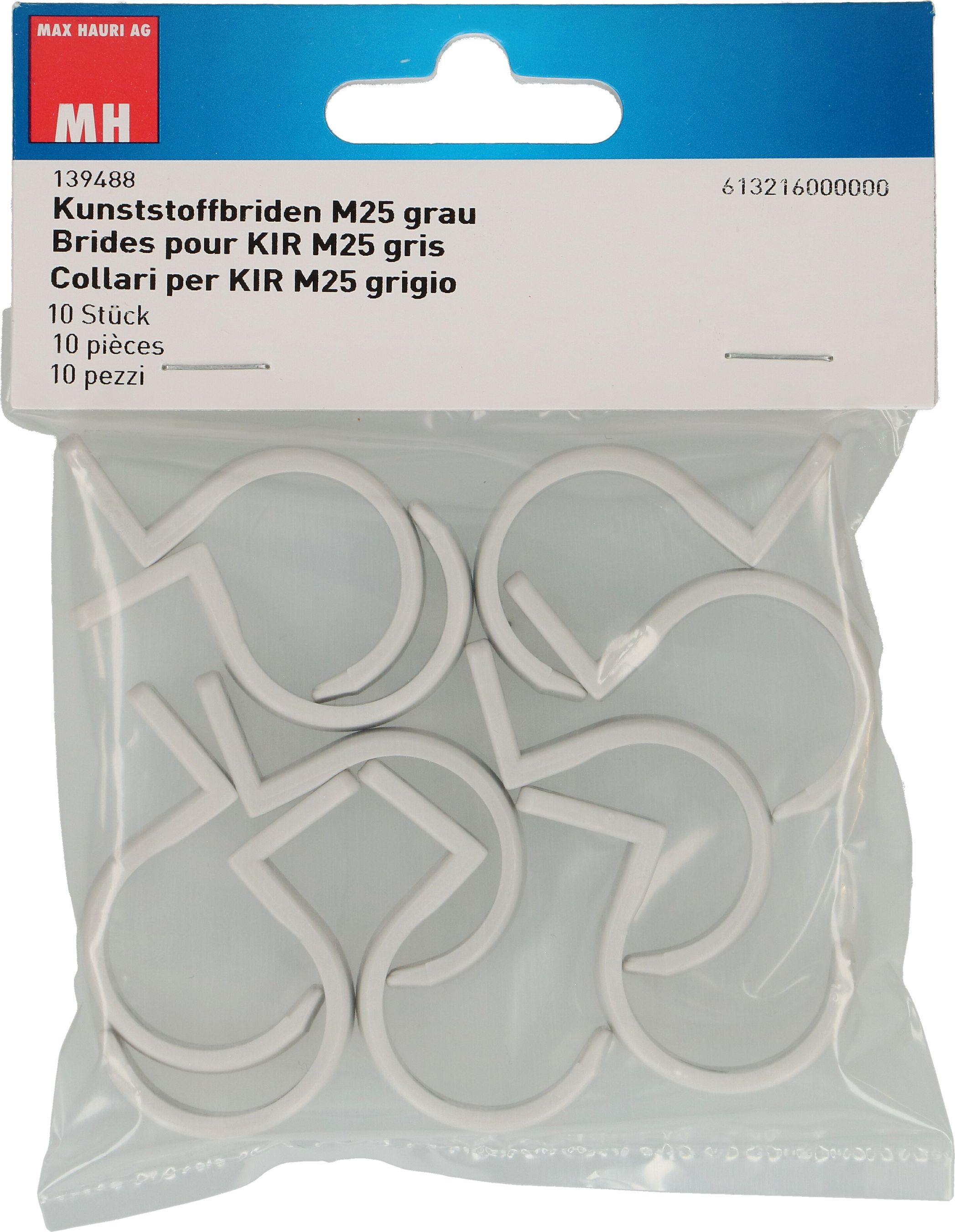 Kunststoffbride M25 1-Lappig grau / 10 Stück