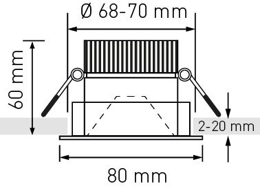 spot da incasso a LED SQUARE-4 nero 3000K 1025lm 45°
