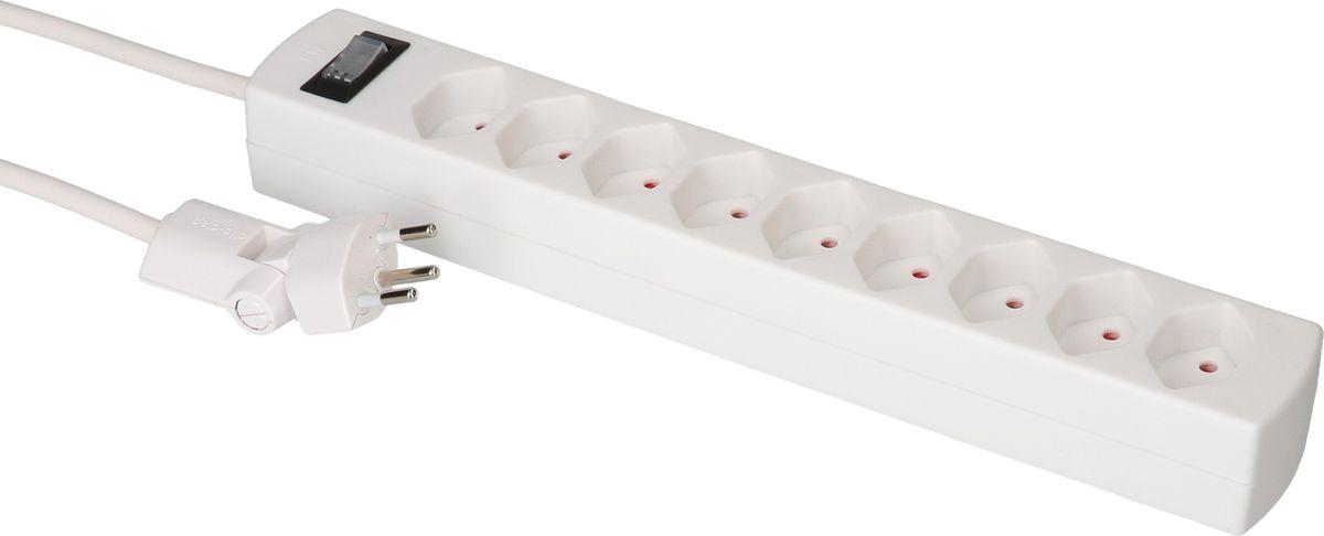 Steckdosenleiste Safety Line 9x Typ 13 BS weiss Schalter 2m cli.