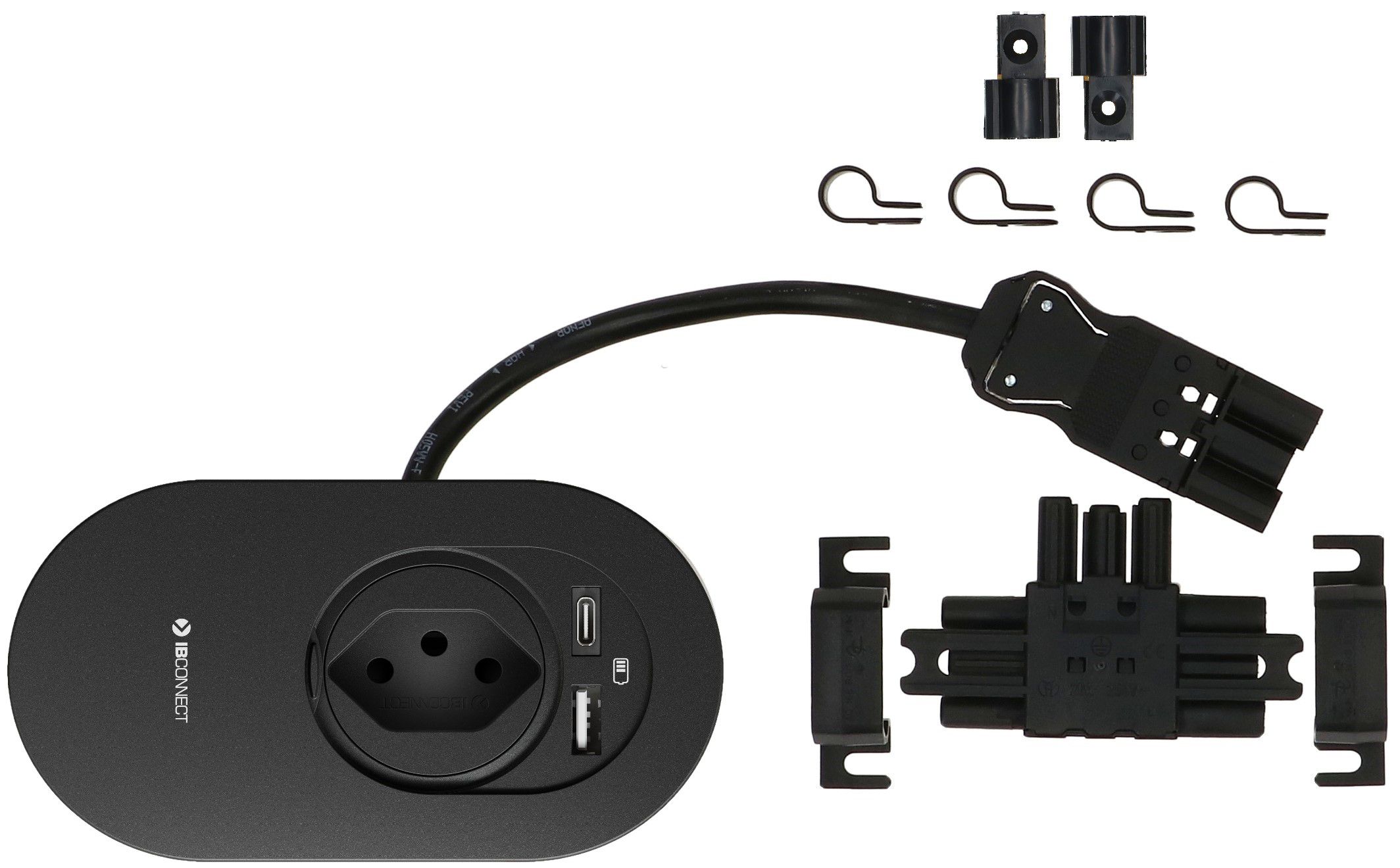 Single set d'extension ORBIT bloc multiprise noir type 13 USB-A/C