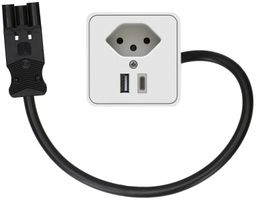 presa aggiuntiva per mobili 1x tipo 13 USB A+C bianco 0.5m AC166