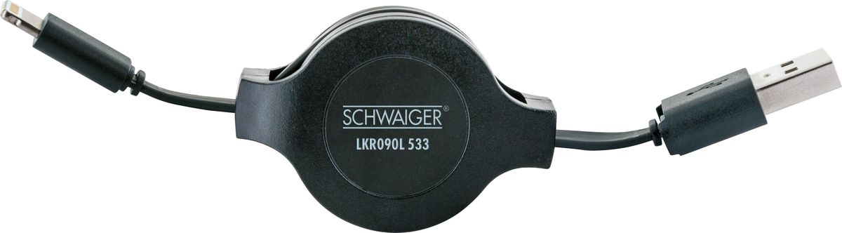 Lightning-Kabel 0.9m schwarz ausziehbar