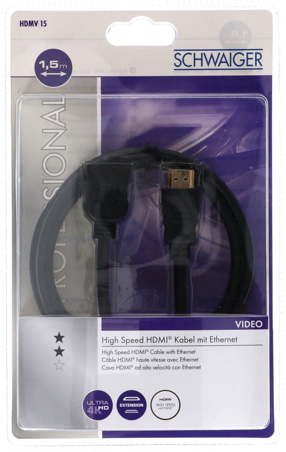 HDMI Kabel 1.5m schwarz  High Speed