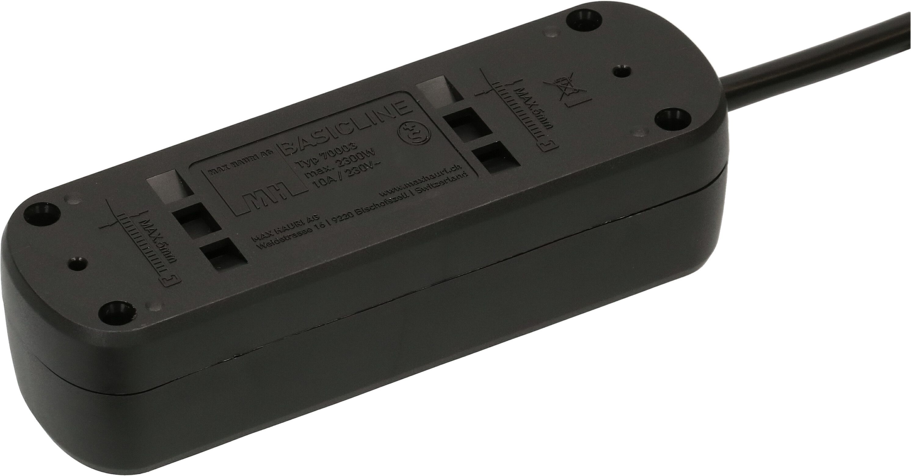 multiprise Basic Line 3x type 13 noir interrupteur 1.5m