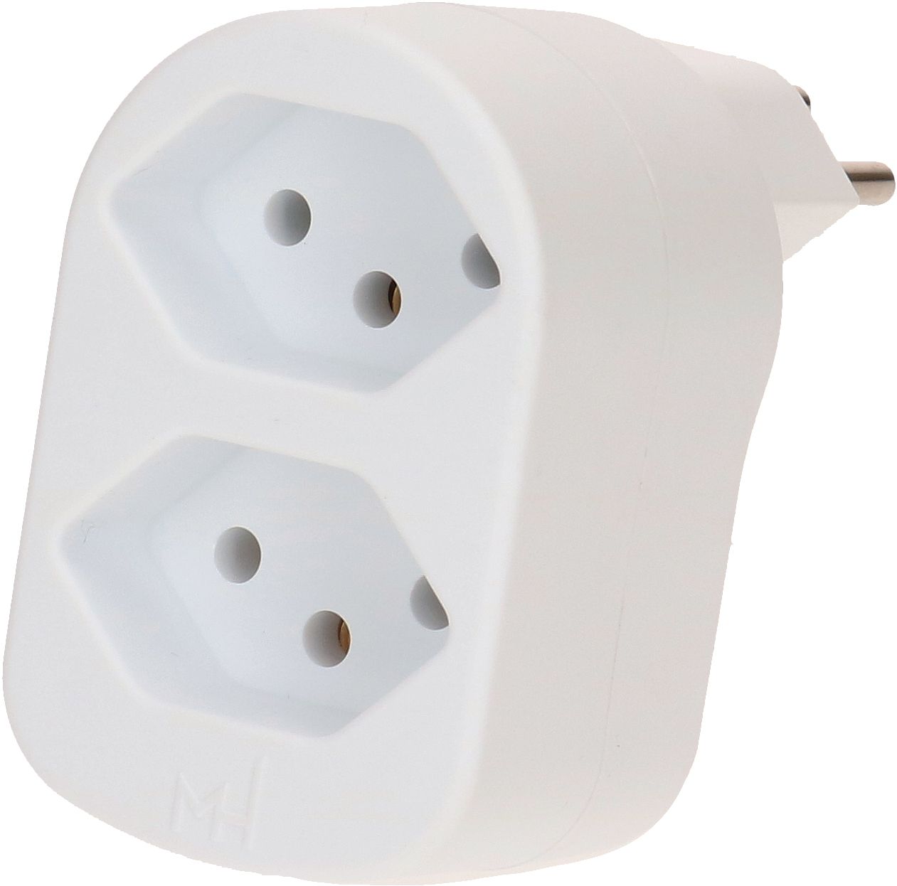 Abzweigstecker ADAPT 2x Typ 13 weiss drehbar Green+Fair