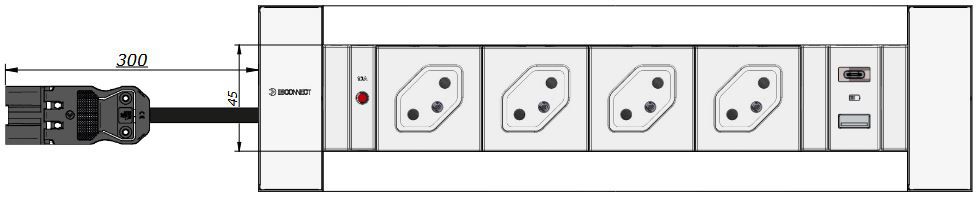 INTRO2.0 presa multipla bianco 4x tipo 13 1x USB-A/C