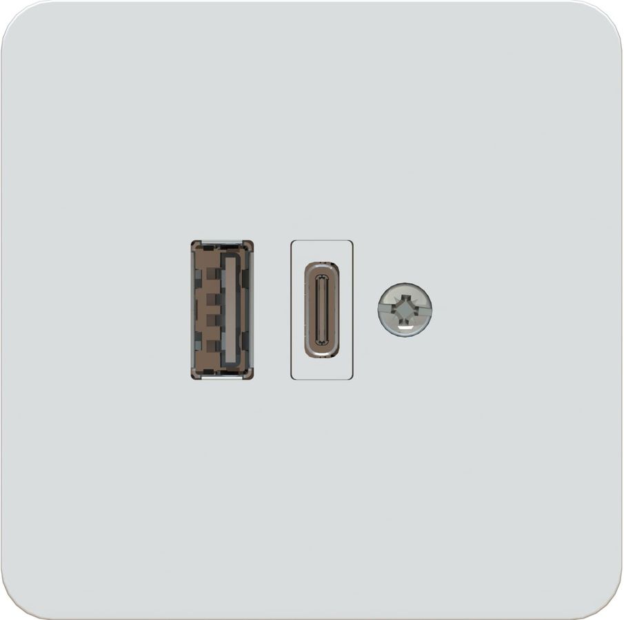 bloc chargeur USB-A+C 65W insert +plaque frontale priamos blanc