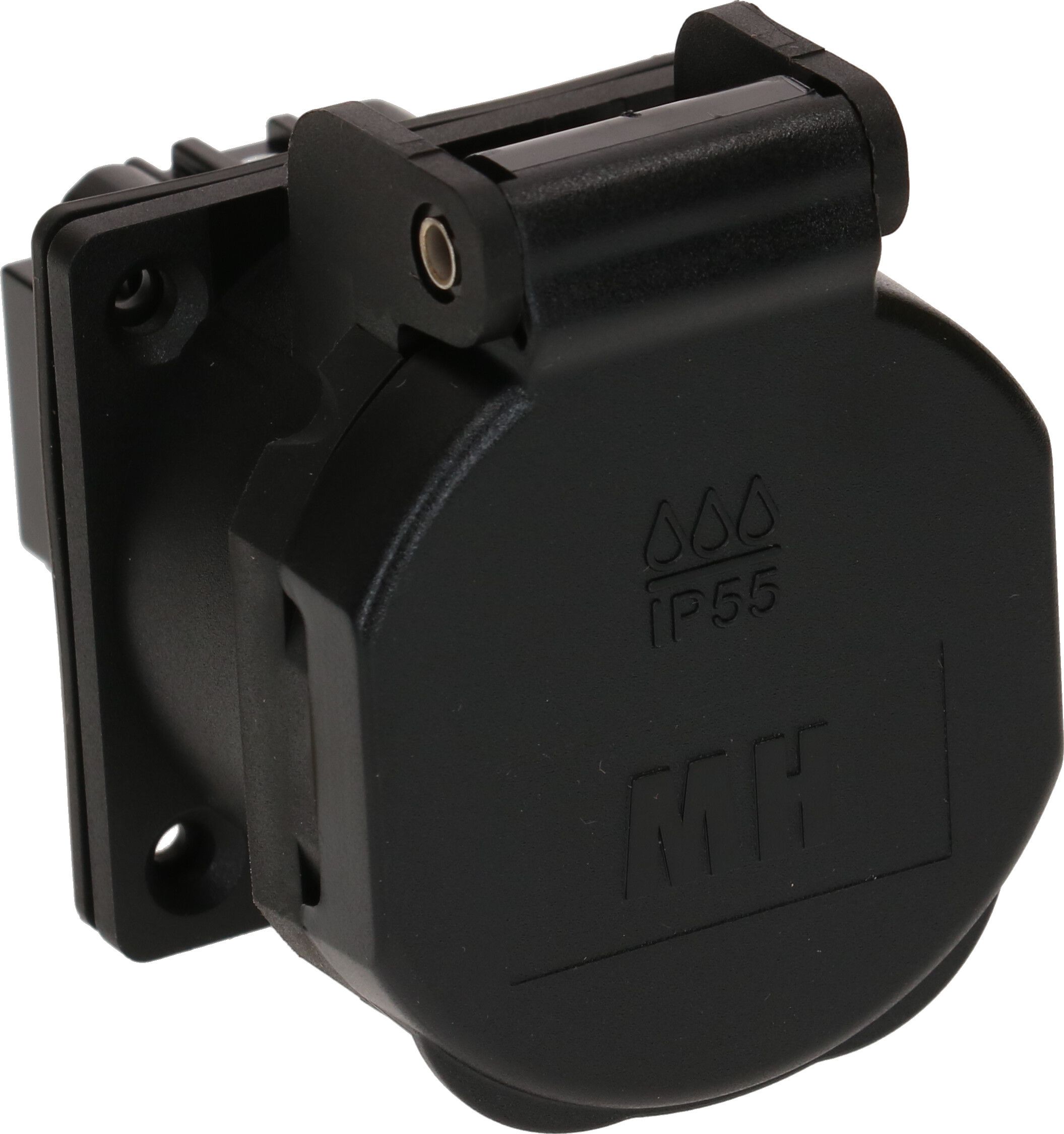 Einbausteckdose 1x Typ 13 L+N+PE Max Hauri IP55 schwarz/schwarz