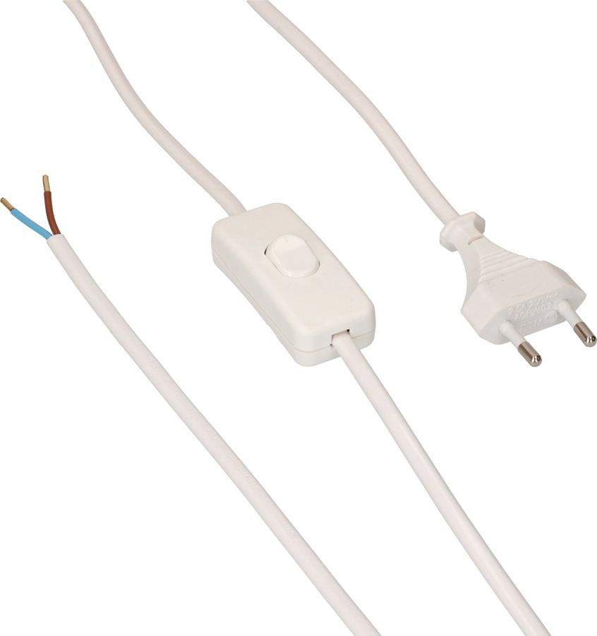 TDLF câble secteur H03VVH2-F2X0.75 2m blanc interrupteur type 26