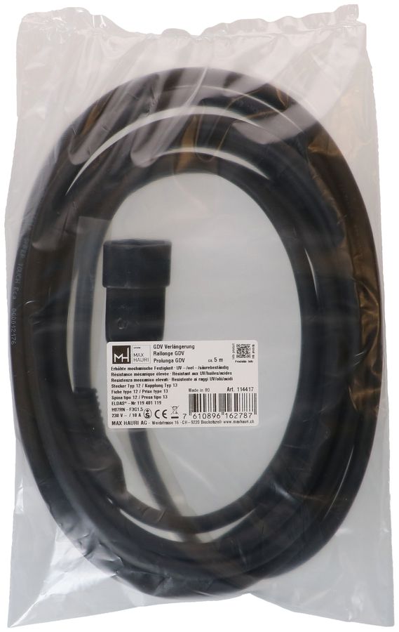 Prolunga GDV H07RN-F3G1.5 5m nero tipo 12 / tipo 13