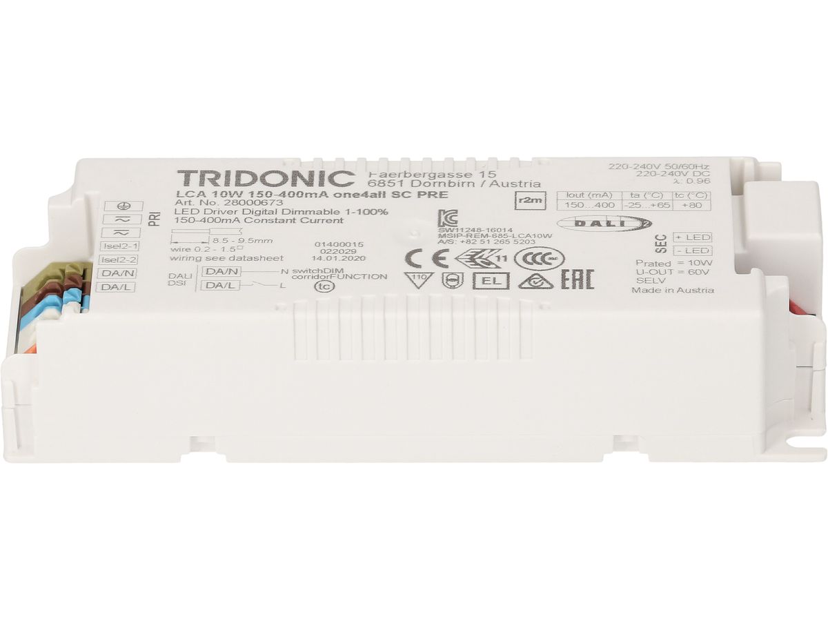 LED-Konstantstromtreiber DALI 150–400mA LCA one4all SC PRE