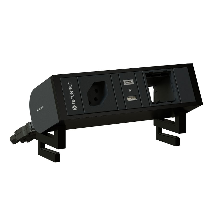 SUPRA bloc multiprise noir 1x type 13 1x USB-A/C 1x module vide