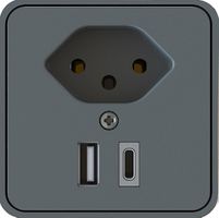 Anbau-Steckdose 1x Typ 13 USB A+C kompakt anthrazit