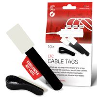 LTC Cable Tags Kabelbinder mit Etikett schwarz / 10 Stück