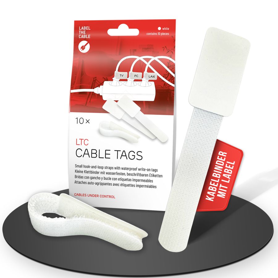 LTC Cable Tags fascette con etichetta bianco / 10 pezzi