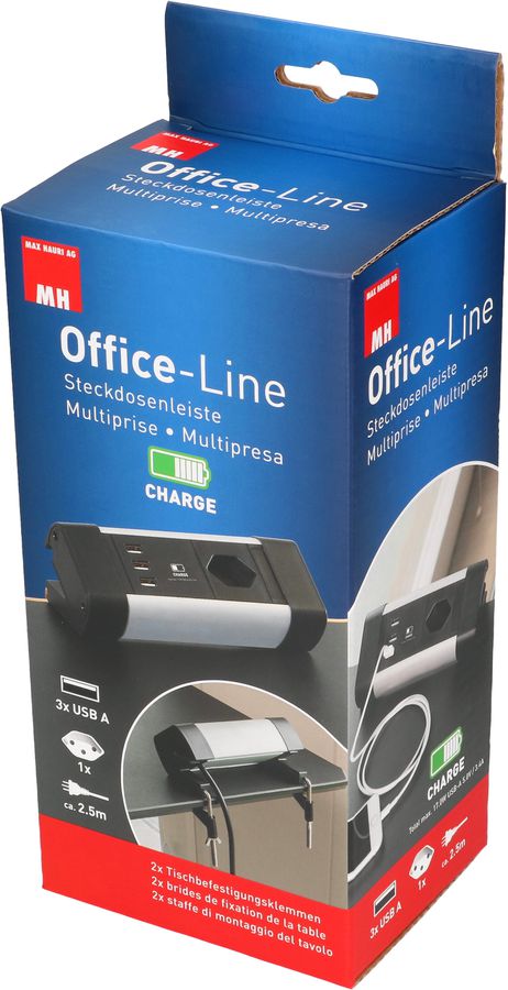 Steckdosenleiste Office Line 1x Typ 13 3x USB Typ A 5V/3.4A