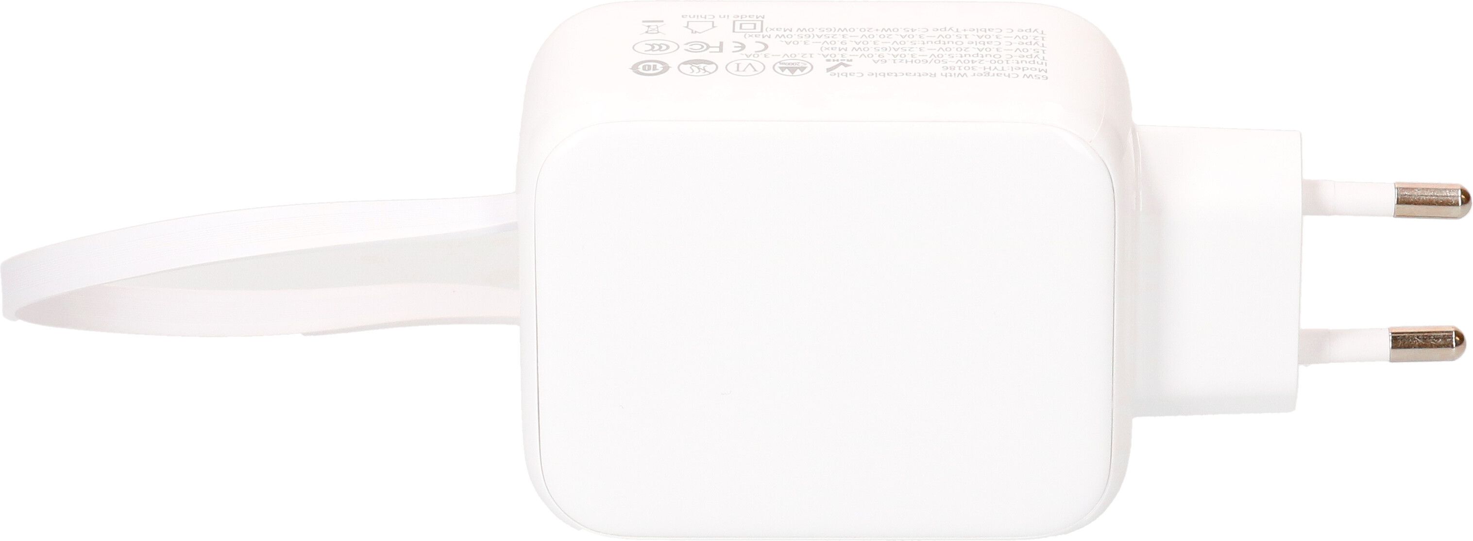 USB Schnellladeadapter GaN 1x USB-C Kabel 1x USB-C PD/QC 65W ws