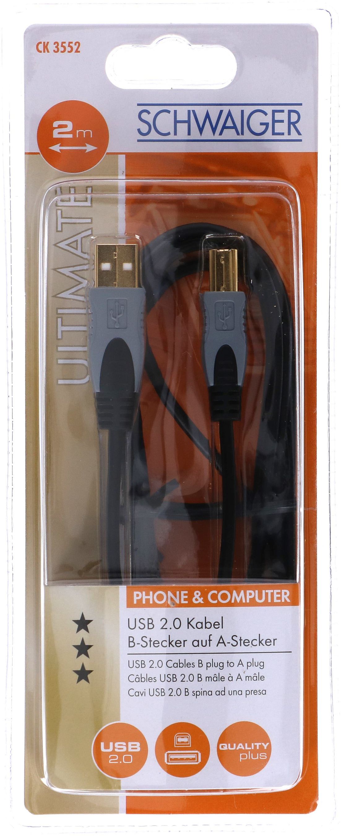USB 2.0 Kabel HQ 2.0m schwarz
