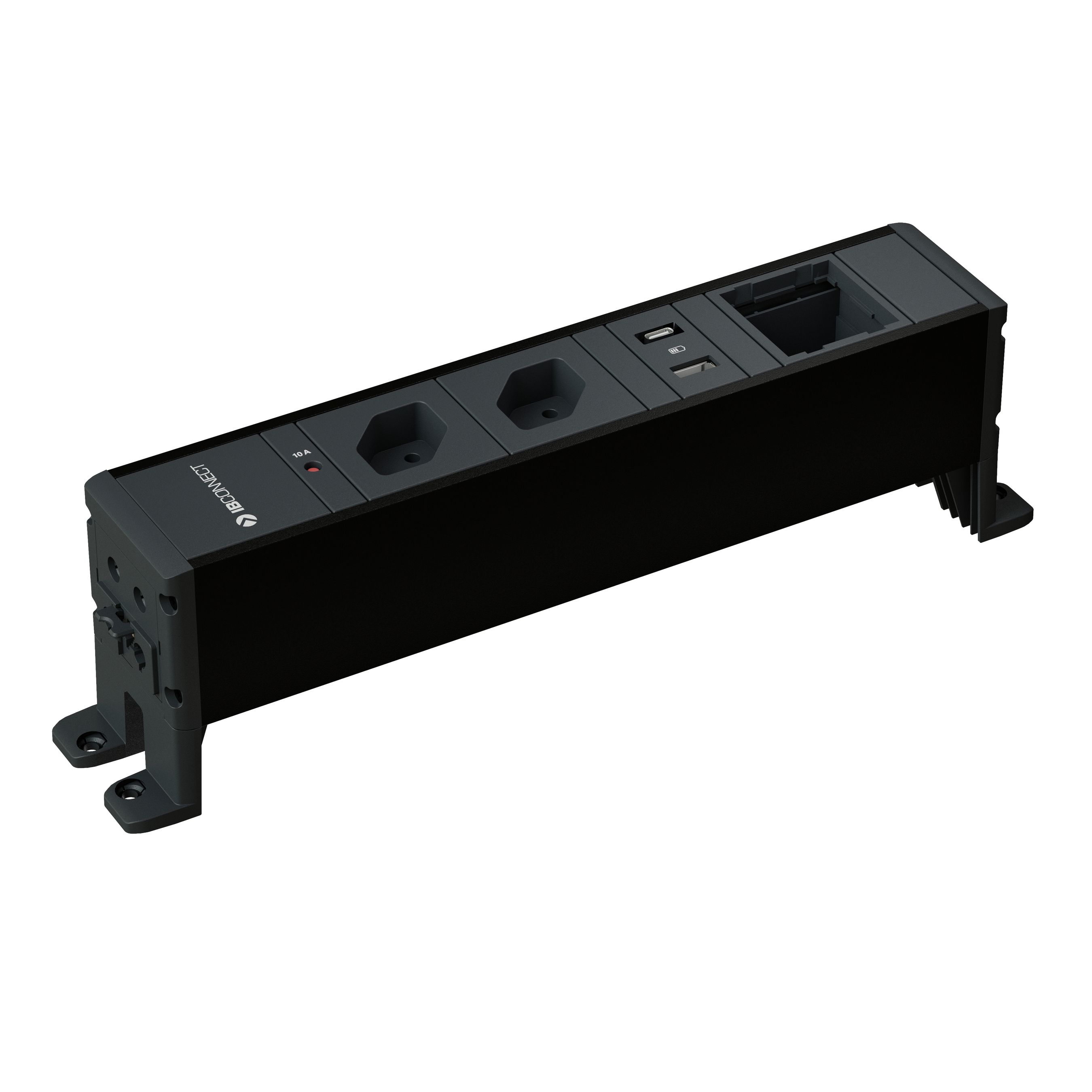 CUBO bloc multiprise noir 2x type 13 1x USB-A/C 1x module vide