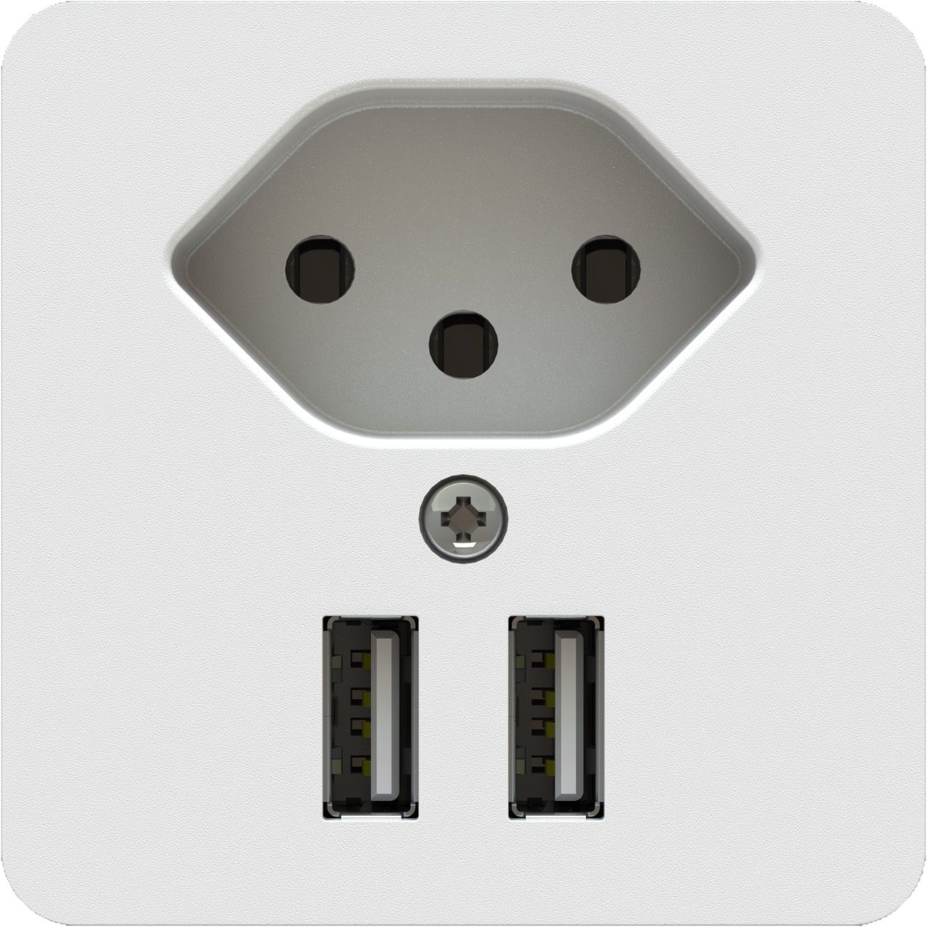 Kleinkombi Steckdose Typ 13 / USB Einsatz mit Frontplatte weiss