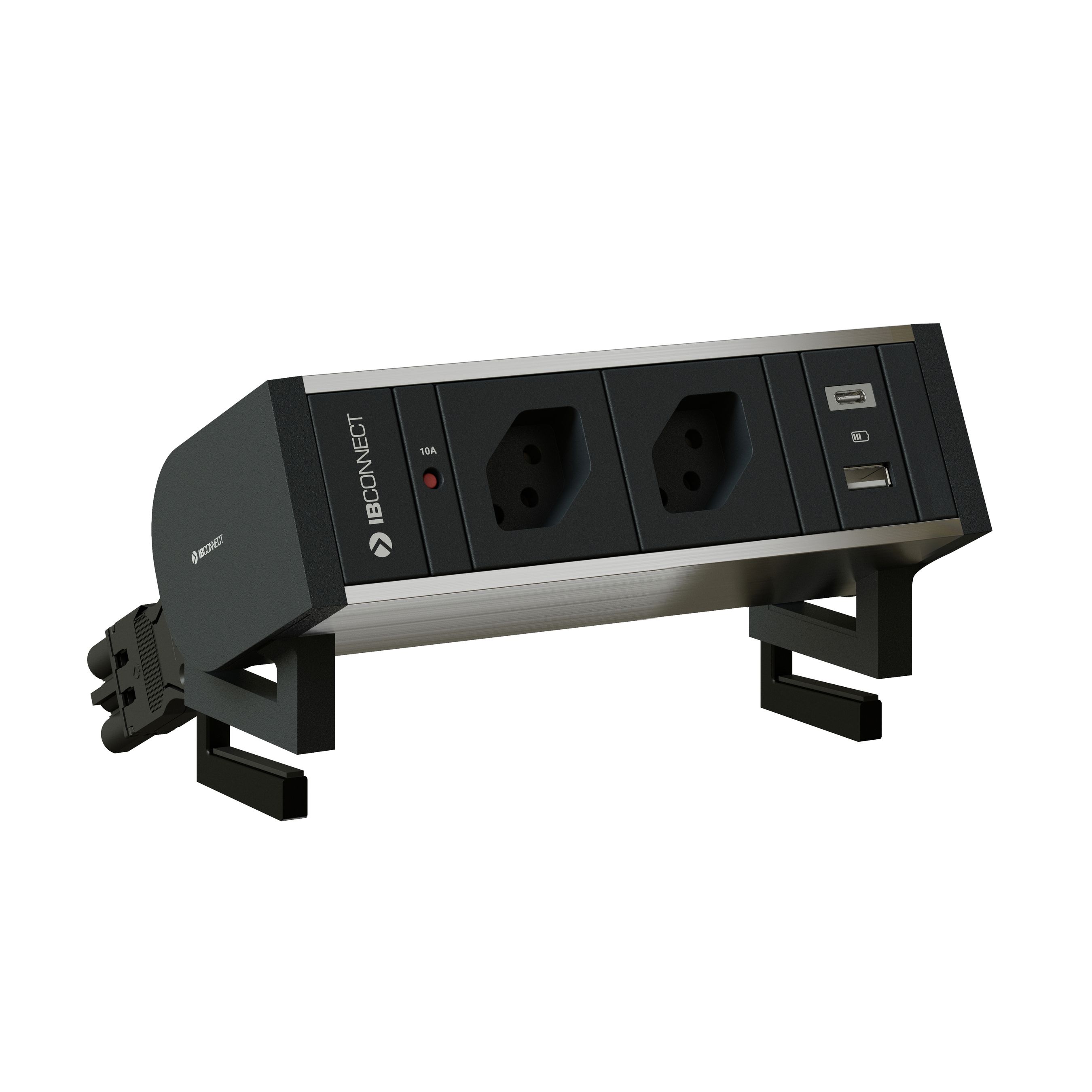SUPRA bloc multiprise anodisé 2x type 13 1x USB-A/C
