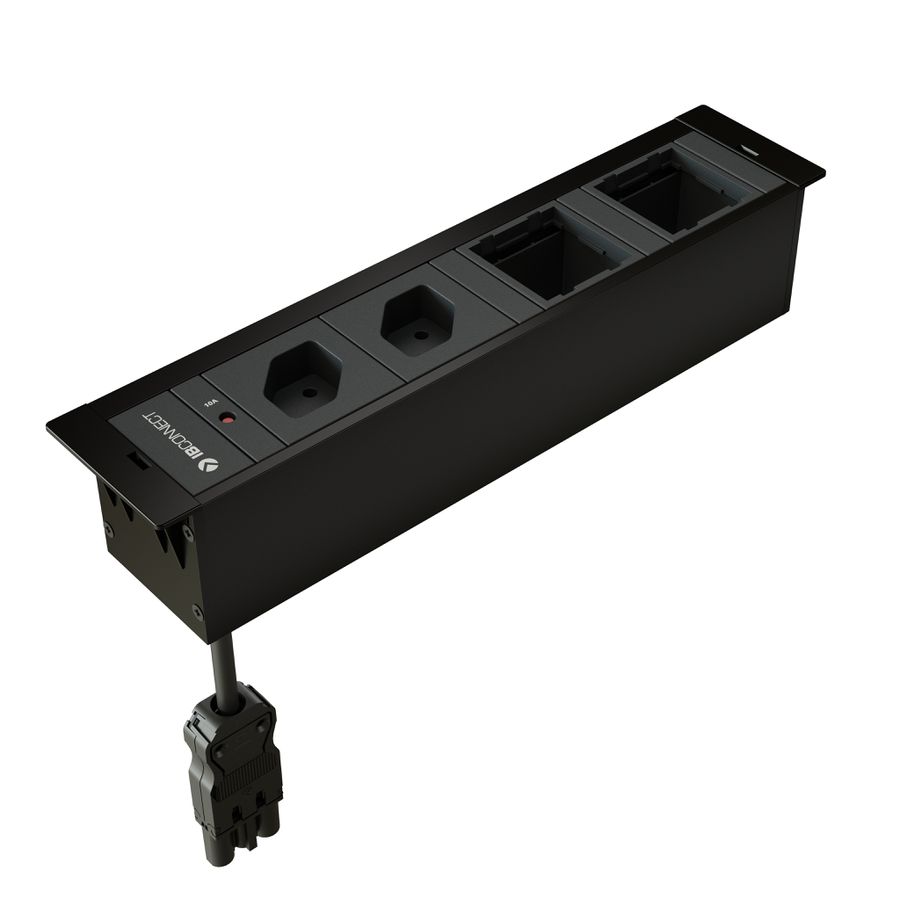 CUBOBOX presa multipla nero M 4 volte 2x tipo 13 2x modulo vuoto