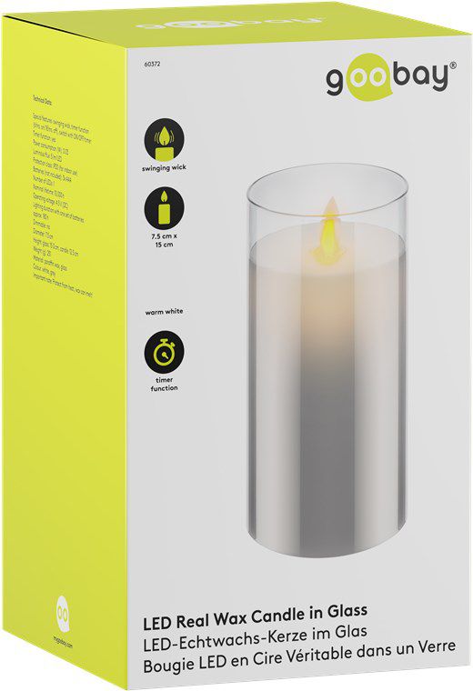 LED-Echtwachs-Kerze, 75x150mm, grau