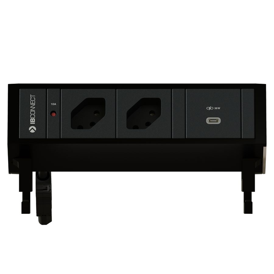 SUPRA Steckdoseneinheit schwarz 2x Typ 13 1x USB-C 36W