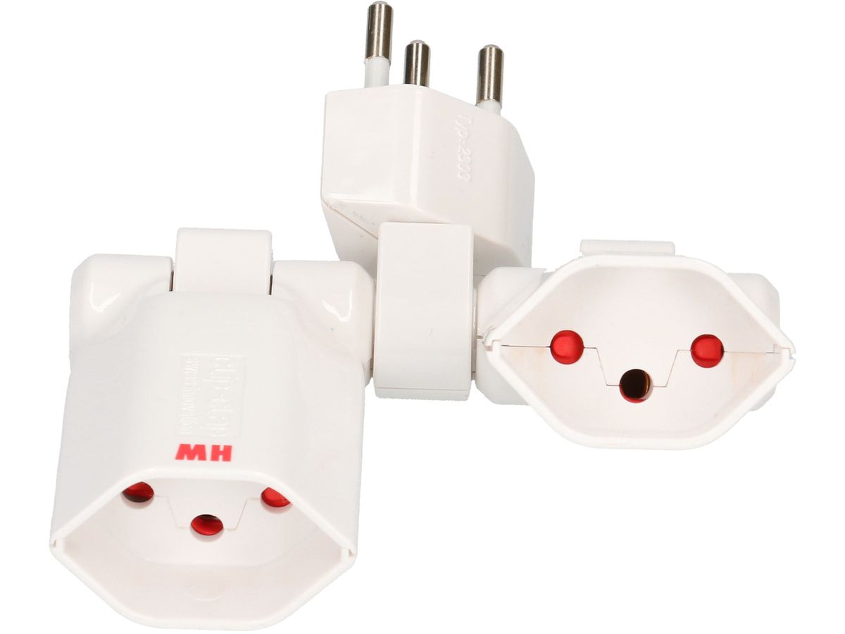 Abzweigstecker clip-clap 2x Typ 13 3-polig weiss BS