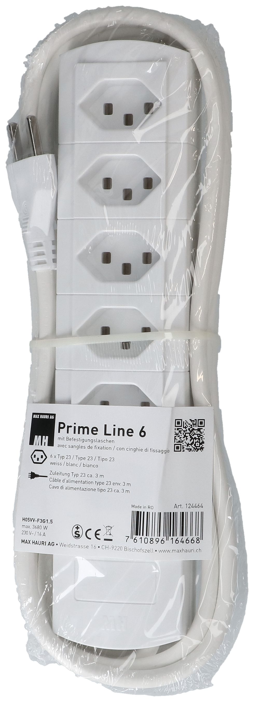 Steckdosenleiste Prime Line 6x Typ 23 weiss 3m