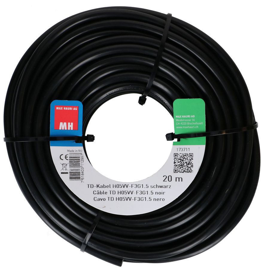 câble TD H05VV-F3G1.5 20m noir