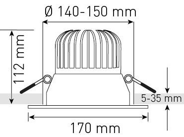 LED-Downlight ATMO 150 bianco 3000+4000K 1745lm 60°